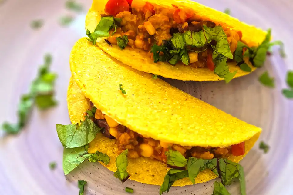 Tacosy nadziewane roślinnym mięsem mielonym The Vegetarian Butcher
